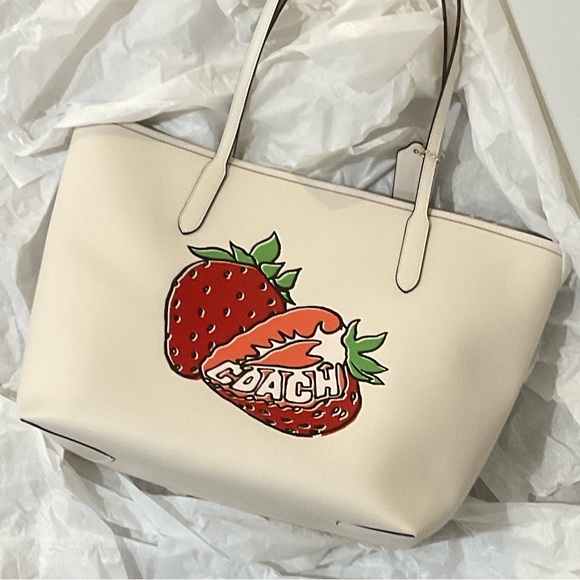 Coach City Tote Bag With Strawberry Graphic $450 RETAIL SOLD OUT - Picture 6 of 16